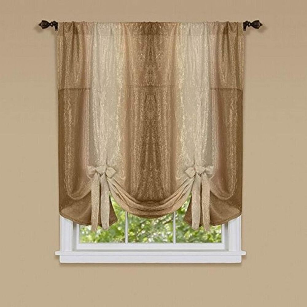 Ben&Jonah Collection Ombre Window Curtain Tie Up Shade 50x63 - Sandstone
